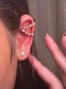 Rose Gold Halo Pearl Climber