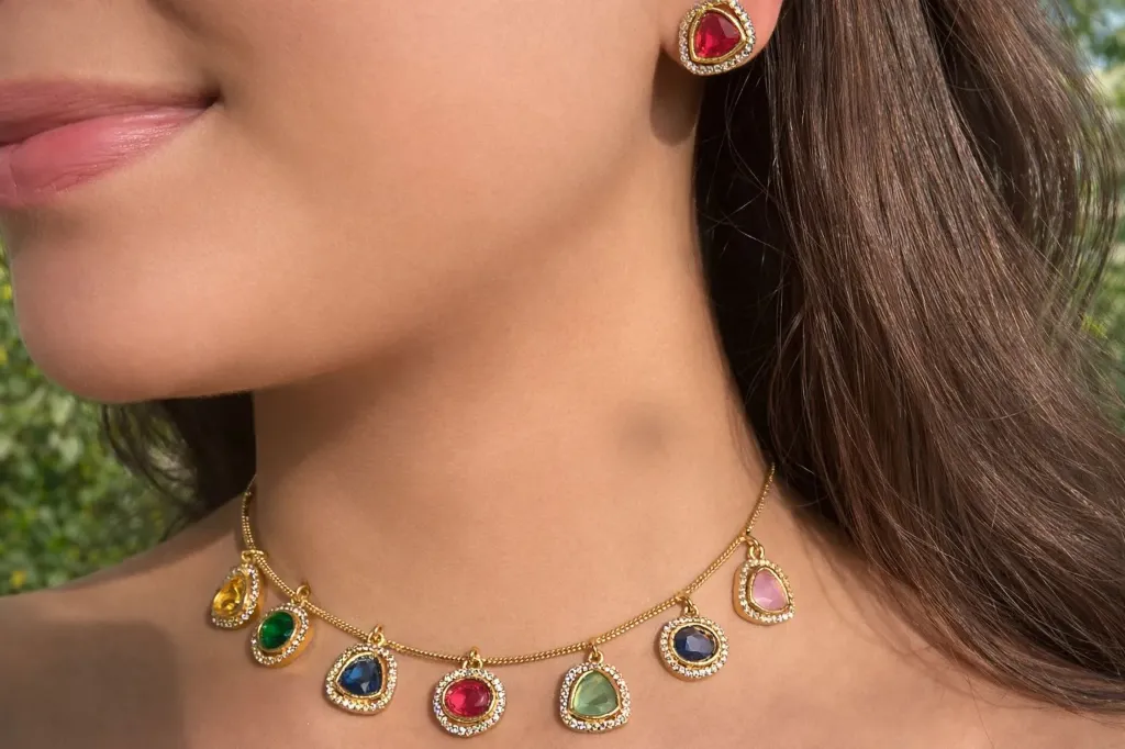 Rangriti Navratna Jadau Necklace Set