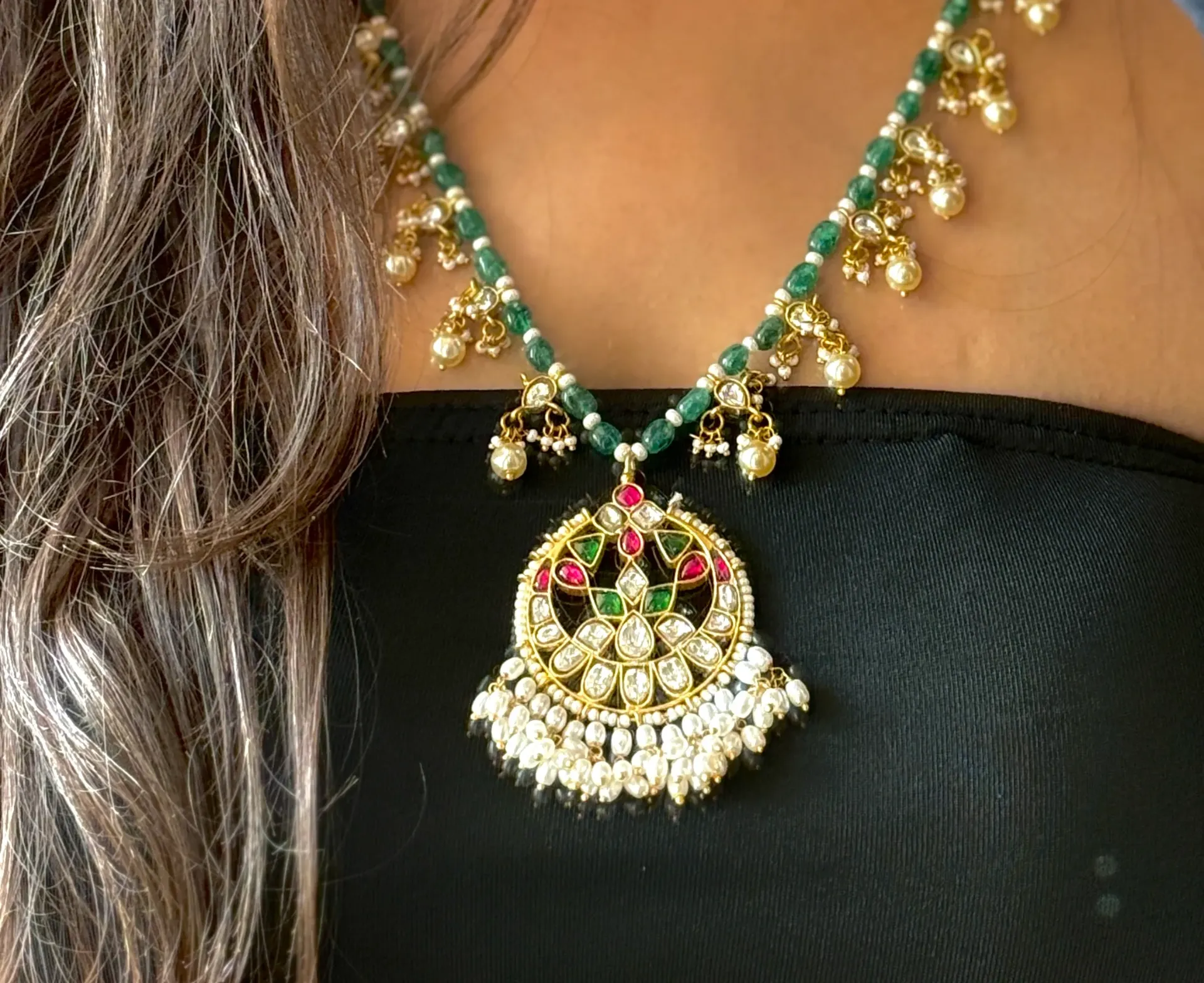 Vasundhara Navratna Jadau Pendant Necklace