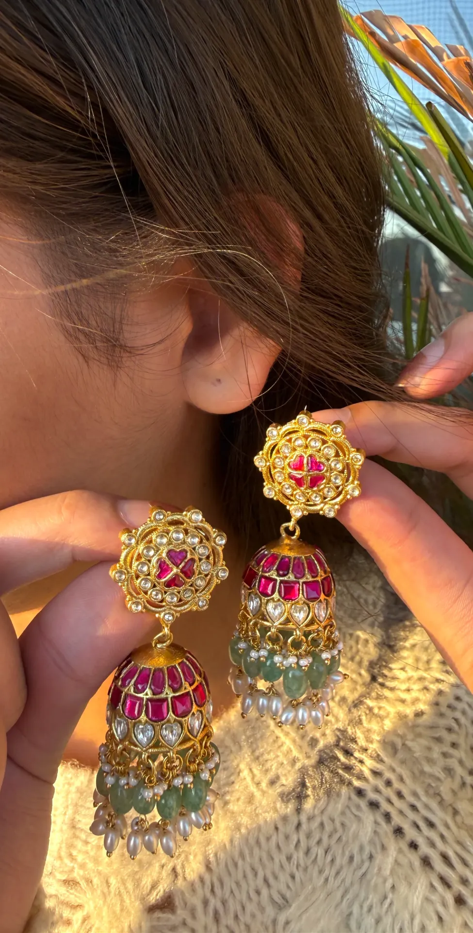 Padmashree Ruby Jadau Jhumka Earrings