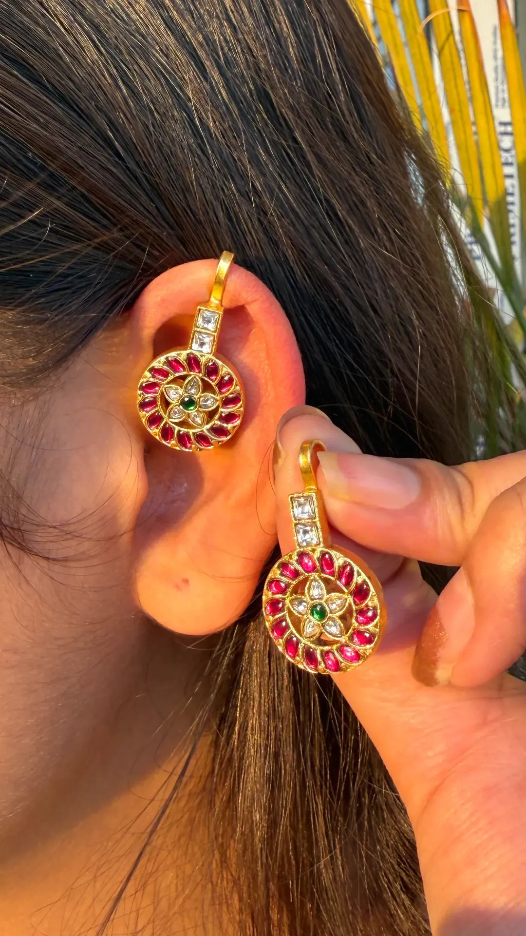 Padma Chakra Ruby Jadau Drop Earrings