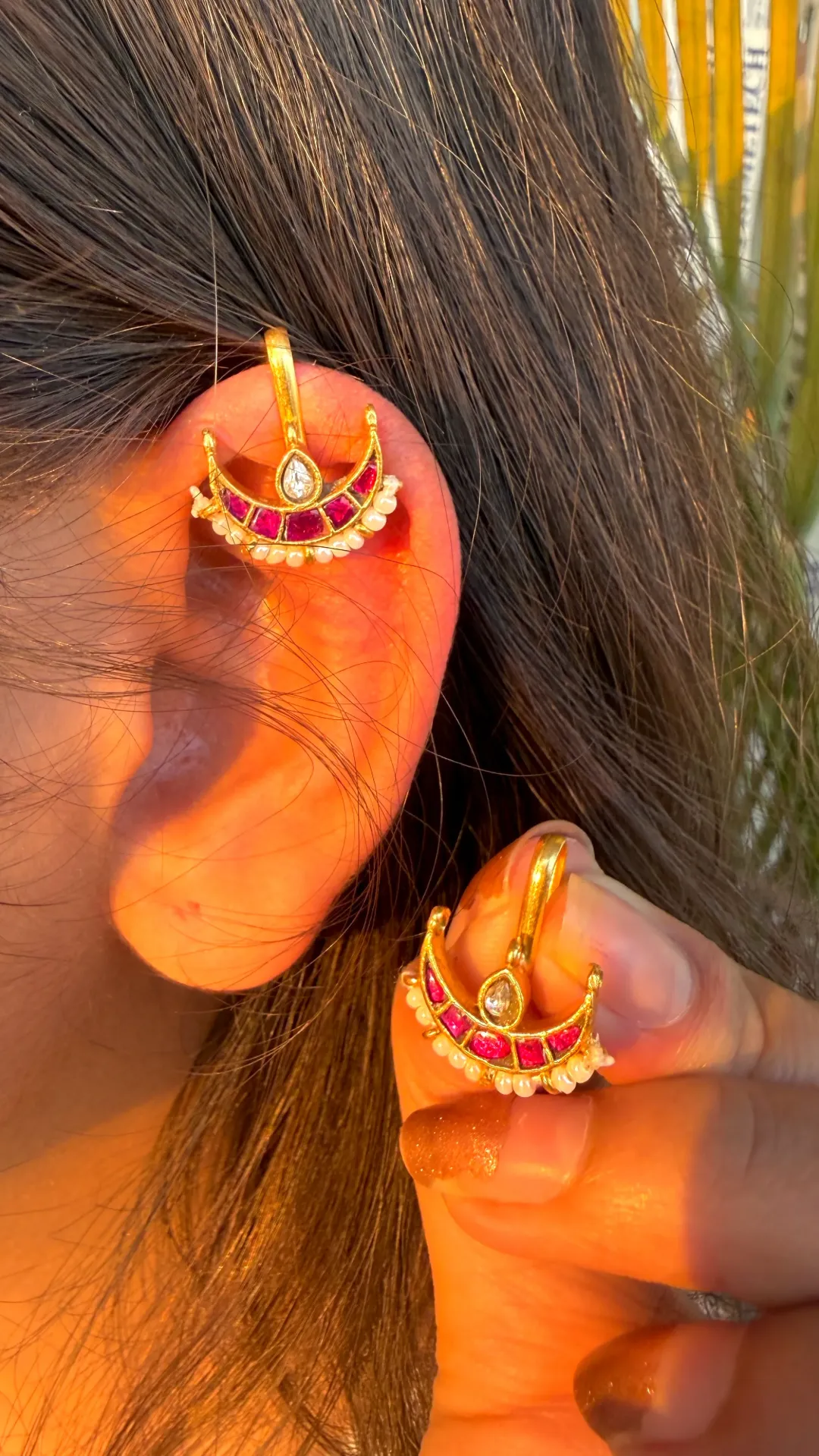 Chandrika Ruby Jadau Hoops 