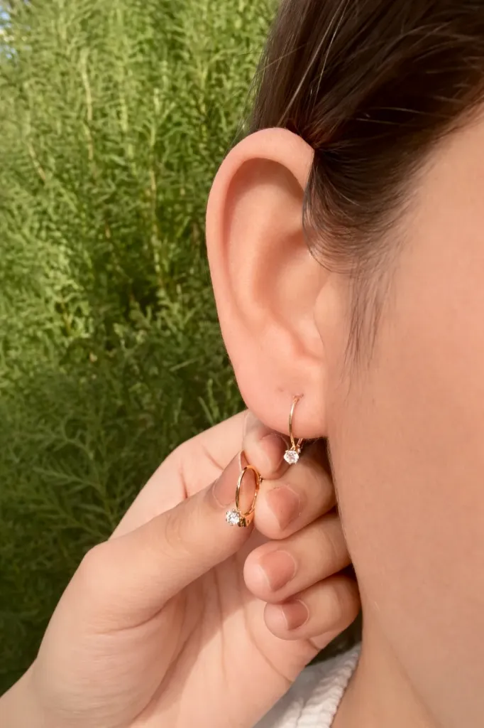 Celeste Solitaire Mini Hoops