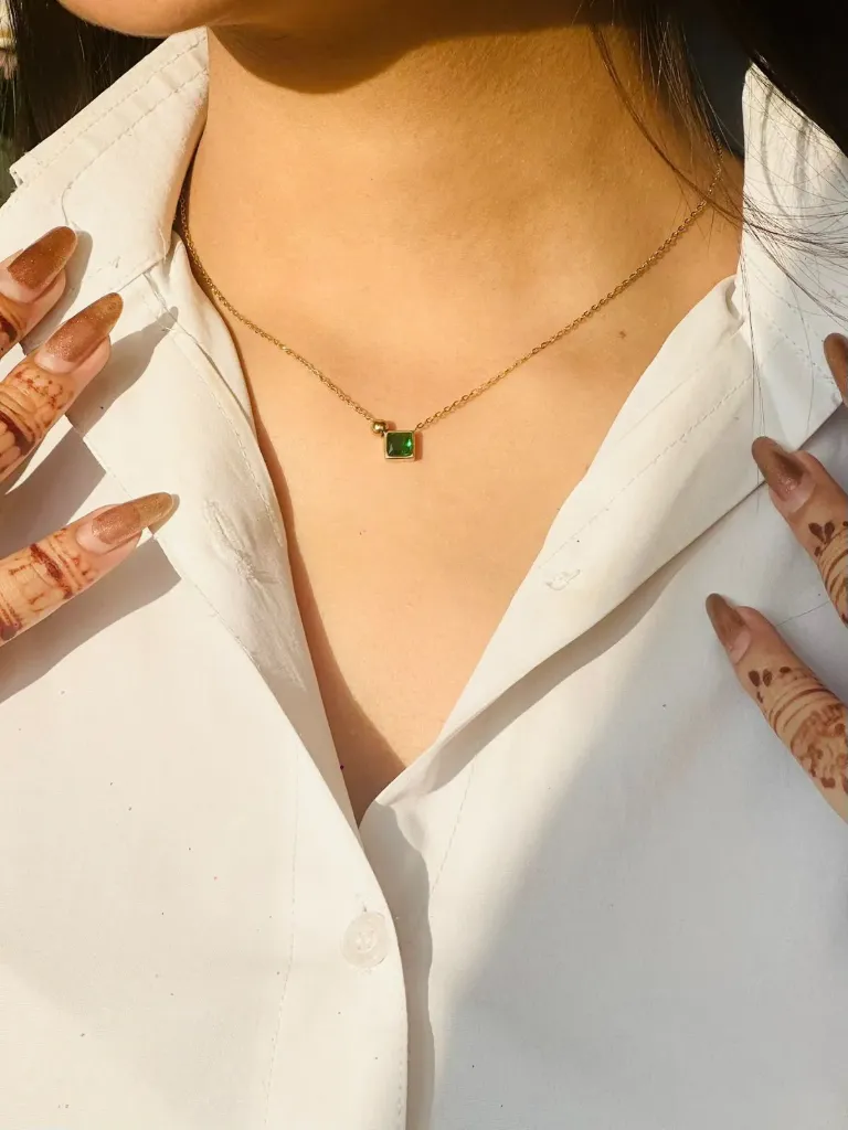 Emerald Cube Pendant